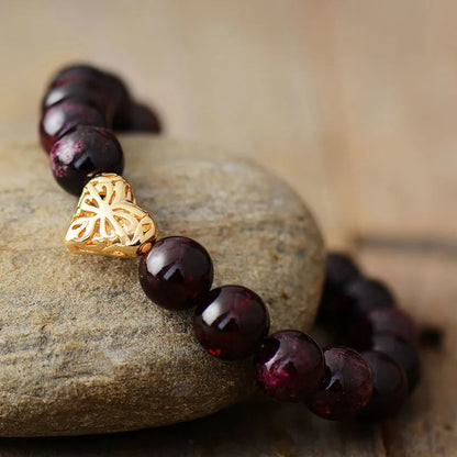 Garnet Heart Charm Premium Bracelet