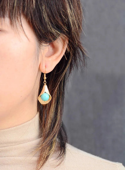 Gold Flower Amazonite  Earrings