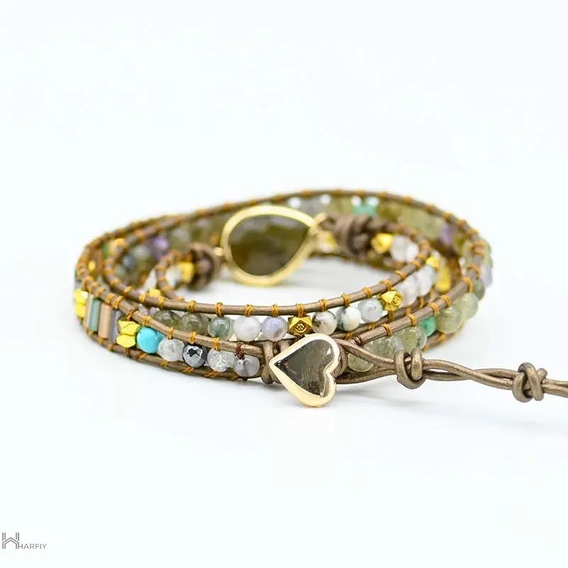 Labradorite & Rhinestone Wrap Bracelet