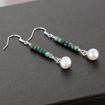 African Turquoises Pearl  Earrings