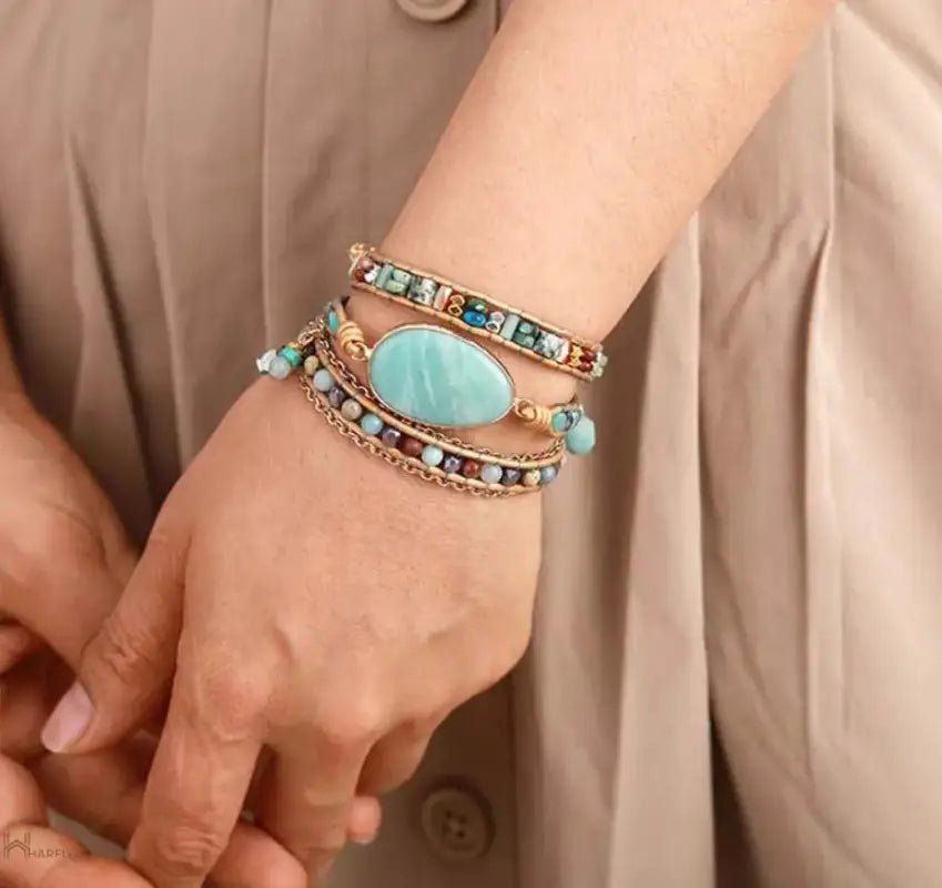 Amazonite Statement Wrap Bracelet