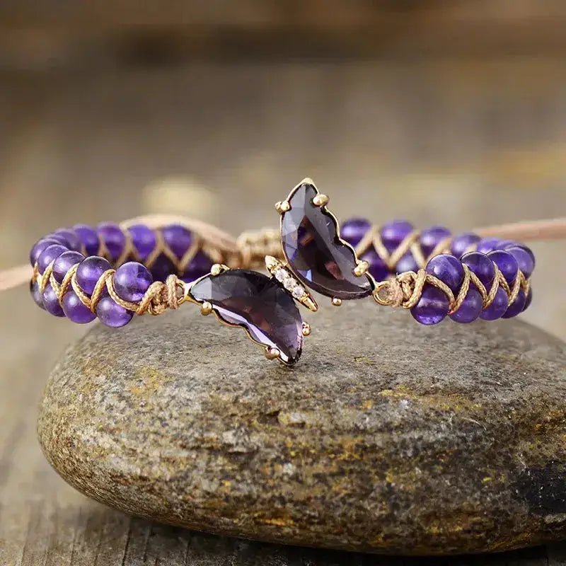 Amethyst Crystal Butterfly Bracelet