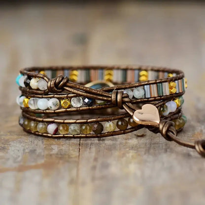 Labradorite & Rhinestone Wrap Bracelet