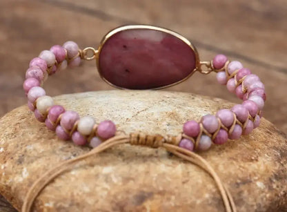 Rhodonite Hand Woven Bracelet