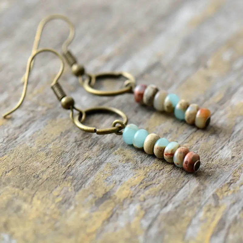 Ethnic Drop Jasper Earrings