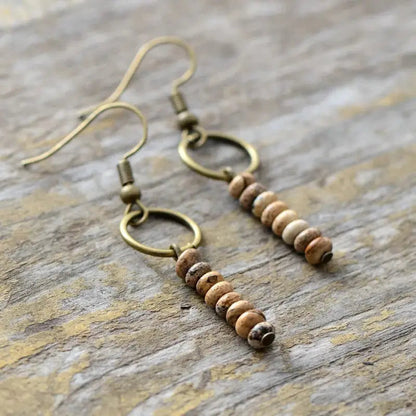 Ethnic Drop Jasper Earrings