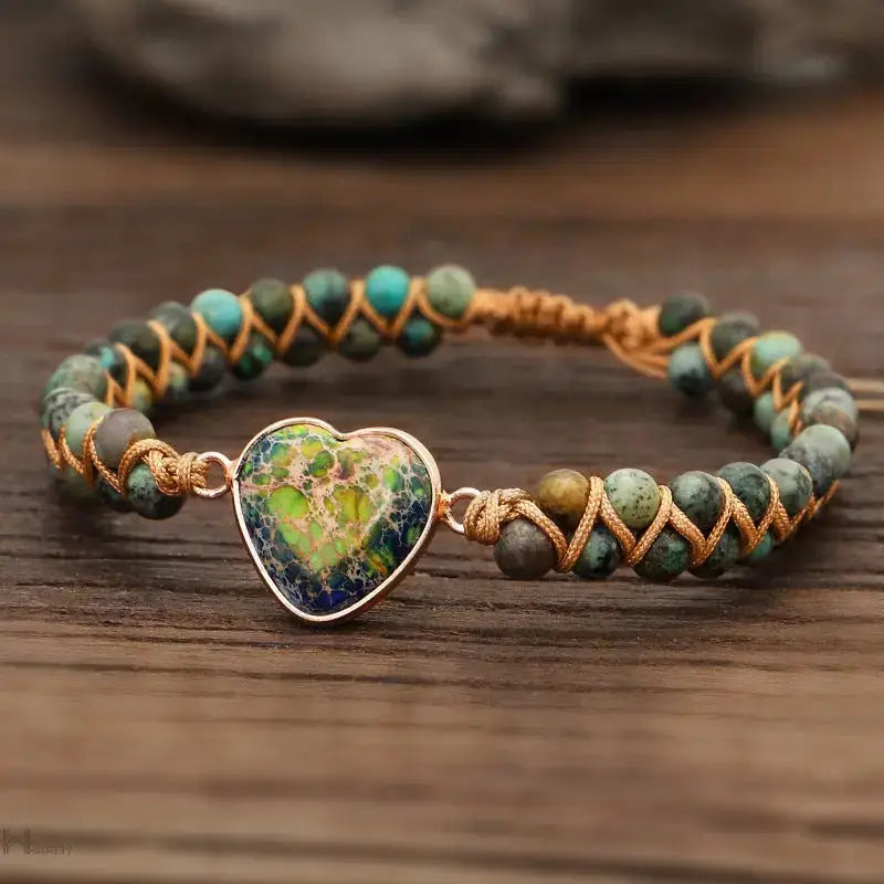 Wild Jasper Heart Charm Bracelet